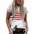 thumbnail image 1 of Tops de mujer Moda Casual Blusa suelta Bandera del Día de la Independencia Impresión de cuello redondo Camiseta Camisas Blusa Camiseta estampada Pompotops hfajkhk129769, 1 of 1
