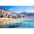 thumbnail image 2 of Art.com Beautiful Old Harbor with Wooden Fishing Boat in Cefalu, Sicily, Italy. Photographic Print by Aleksandar Todorovic, 36" x 24", 2 of 4