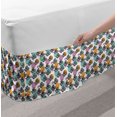 thumbnail image 2 of Artichoke Bed Skirt, Vintage Inspired Dotted Backdrop with Black and White Artichokes, Elastic Bedskirt Dust Ruffle Wrap Around for Bedding Decor, 4 Sizes, Turquoise Apricot, by Ambesonne, 2 of 2