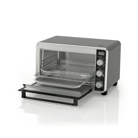 Black   Decker Crisp 'N Bake PRO 6-Slice Air Fryer Toaster Oven with Basket, Pan, Rack & Tray, Stainless Steel