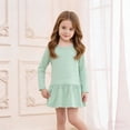 thumbnail image 2 of Girls Long Sleeve Dress Summer Kids Toddler A Line Solid Color T-Shirt Dress for School Casual Girl Clothes 2-3 Years, 2 of 5