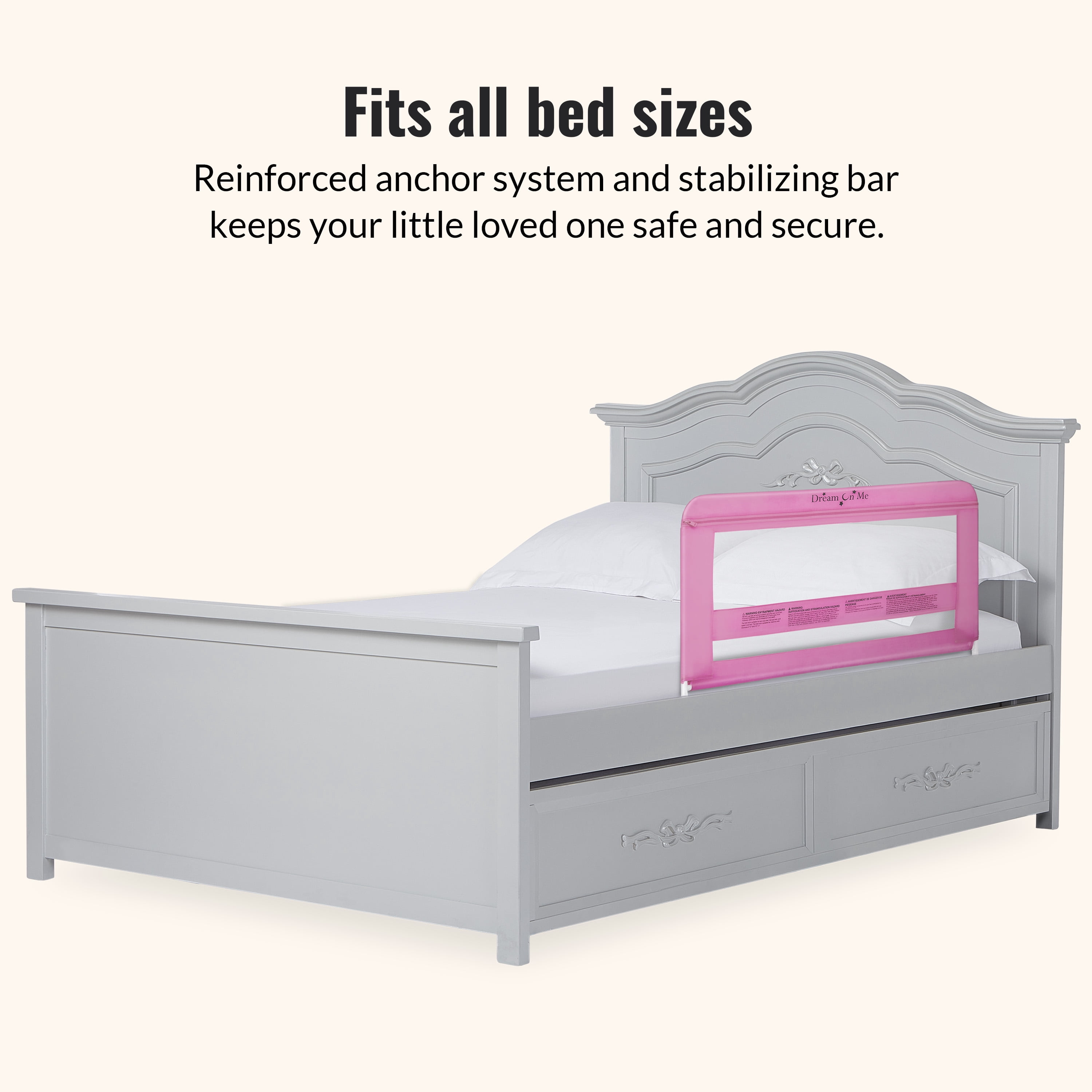Dream On Me Lilibet Twin/Full/Queen Mesh Safety Bed rail Single Pack, 23*40