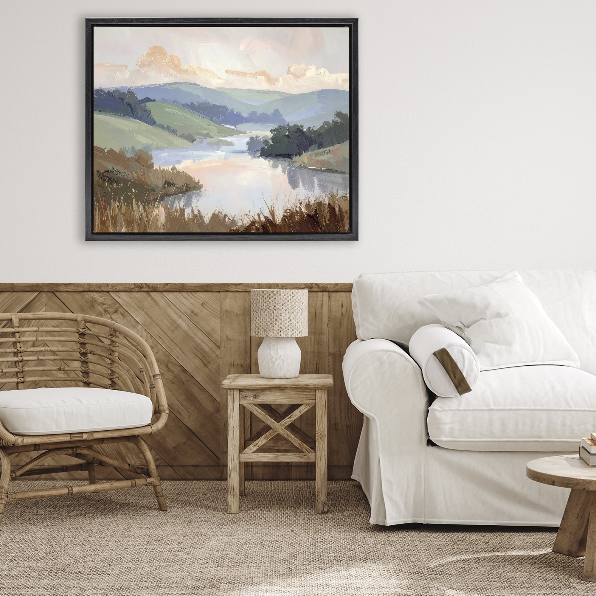 Stupell Industries Muted Distant Mountains Black Framed Floater Canvas Wall Art, design by Alonza Saunders