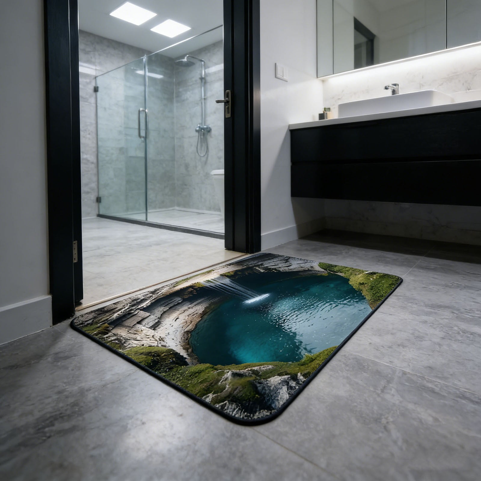 3D Optical Illusion Rug – Fun Non-Slip Mat for Bathroom & Front Door (31"×47") by PALIFEUR