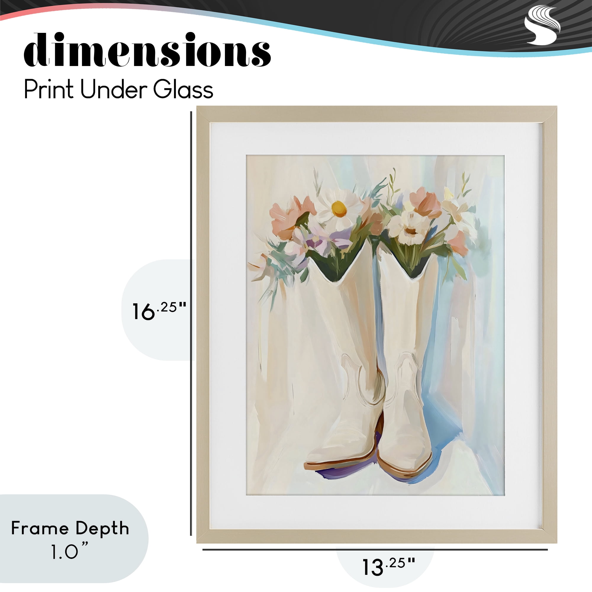 Stupell Industries Floral White Cowgirl Boots Birch Framed Print Under Glass, design by The Prints Vibe