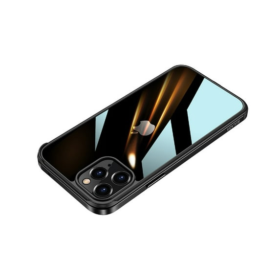 Elehold Clear Explosion Proof Case for iPhone 14 Pro 6.1 Inch Ultra Slim Hard Metal Border and TPU with Shockproof Full Protection Anti-Seismic Anti-Explosion Scratchproof Case,Black