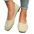 thumbnail image 2 of Domzle Women’s Ballet Flat Shoes Knit Dress Shoes Round Toe Slip On Ballerina Flats for Woman Low Wedge Comfort Soft Beige, 2 of 5
