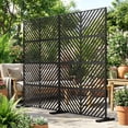 thumbnail image 2 of Slsy Metal Privacy Screen, 71" H X 45.7" W Freestanding Rustproof Steel Privacy Panels, Metal Outdoor Privacy Screens Decorative Fence with Stand for Deck, Patio, Backyard & Balcony, 2 of 9