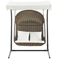 thumbnail image 3 of Modern Contemporary Urban Design Outdoor Patio Balcony Swing Chair, White, Rattan, 3 of 4