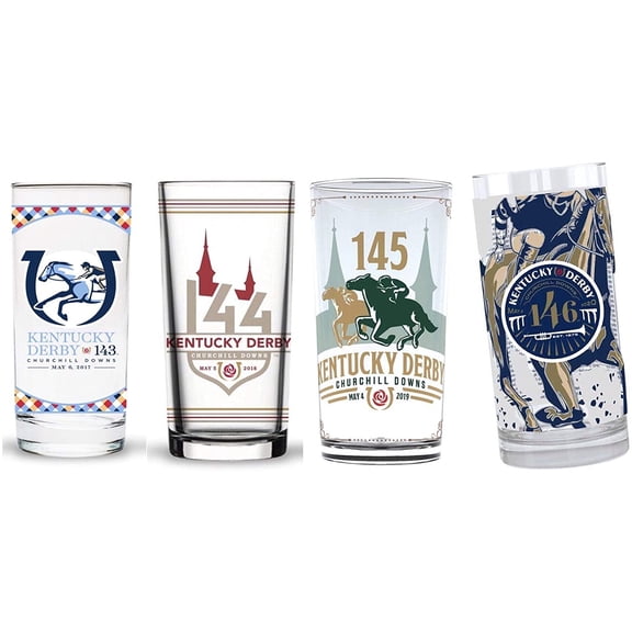 Kentucky Derby Official Mint Julep Glasses Set, Includes 146th/2020, 145th/2019 & 144th/2018, 143rd/2017