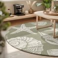 thumbnail image 3 of Round Area Rugs 3.3Ft, Sage Green Starfish Coastal Non-Slip Washable Circle Rugs Carpet, Shell Summer Beach Nautical Indoor Outdoor Rug Floor Mats Throw Runner for Bedroom Living Room Bathroom, 3 of 8