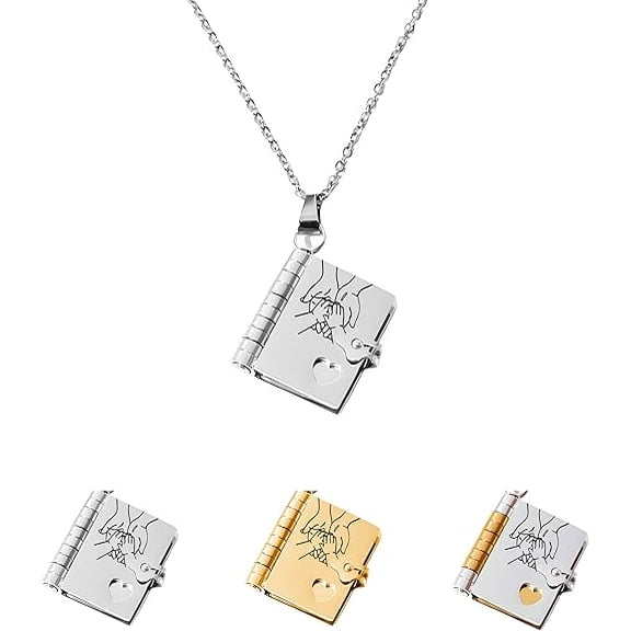 For Daughter - My Incredible Daughter Book Necklace, To My Daughter Love Book Necklace from Dad and Mom, Adjustable Gold Book Necklaces for Women with 6 Pages of Engraved Information