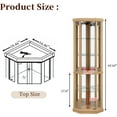 thumbnail image 2 of Lighted Corner Curio Cabinet with Tempered Glass Doors, Mirrored Back Panel, Adjustable Shelves - 16.46" L x 16.46" W x 69.84" H (Light Oak), 2 of 7