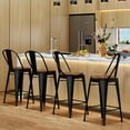 thumbnail image 3 of Andeworld Swivel Metal Bar Stools Set of 4 Counter Height Stools Counter Bar Stools with Back Swivel Metal Bar Chairs Wooded Seat 26 Inch Matte Black, 3 of 9