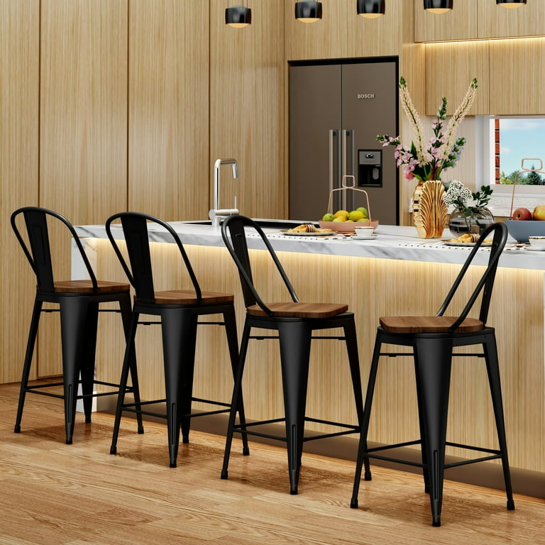 Andeworld Vintage Indoor Industrial Swivel Metal Bar Stools, High