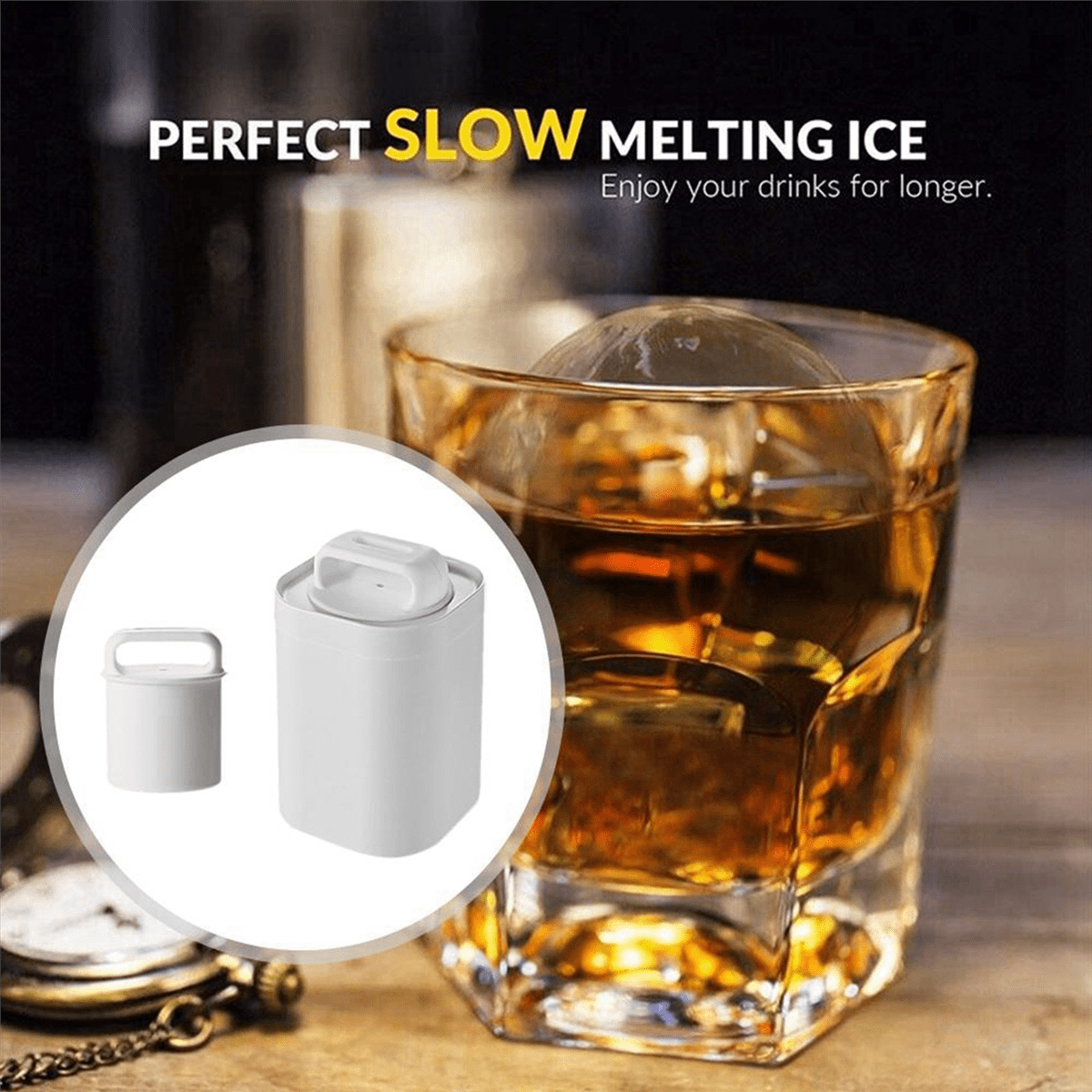 2X Crystal Clear Ice Maker Spherical Whiskey Tray Whiskey Round Bubble-Free Square 3D Sphere Mold Mould Ice Box