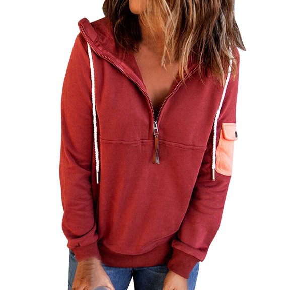 Ketyyh-chn99 Womens Zipper Hoodie Coat Lightweight Zip up Hoodie Sweatshirt Casual Fall Clothes Red,M