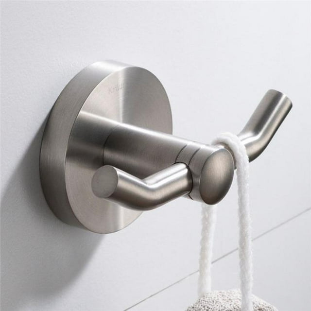 Kraus KEA-18802BN Elie Bathroom Robe & Towel Double Hook, Brushed Nickel