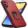 thumbnail image 1 of KOMI Compatible with Samsung Galaxy A15 5G Case with Screen Protector+Camera Lens Protector,Heavy Duty Full Body Phone Cover Built in Metal Ring Holder Kickstand,2024 Red, 1 of 5