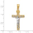 thumbnail image 2 of 14k Two Tone Gold Lattice Cross Lord Jesus Christ Crucifix Holy Necklace Charm Pendant Religious Latin Inri, 2 of 6