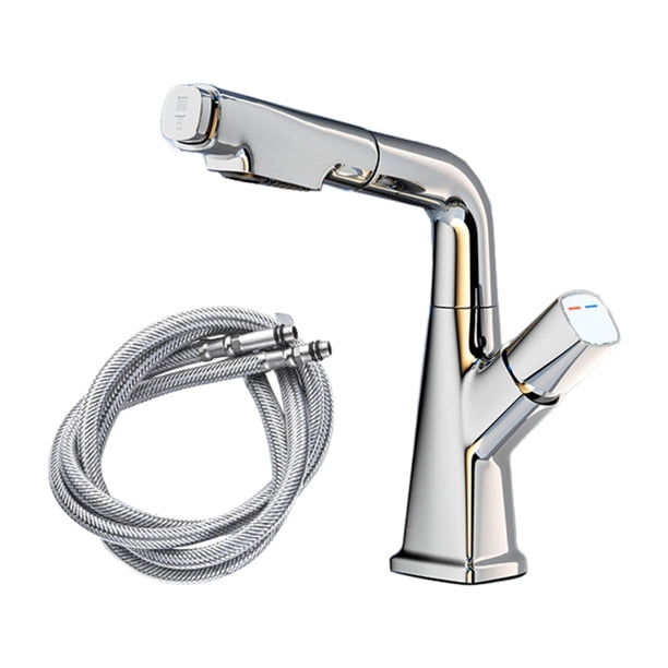 Grifo para lavabo de baño y cocina con rociador extraíble y 2 modos de pulverización Plata