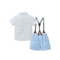 thumbnail image 3 of CARETOO Toddler Infant Boy Clothes Formal Suit Short Sleeves Shirt Suspender Pants Bowtie 3pcs Set, 3 of 10