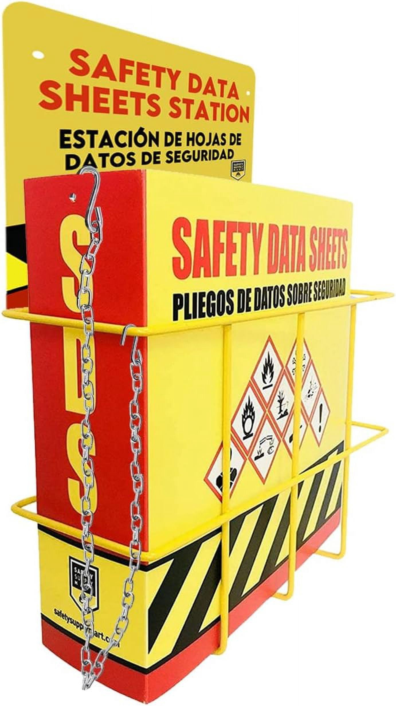 Performore SDS Display Rack -Set with 3 Inch Heavy Duty Ring Binder, Wire Rack, SDS Station Sign, Chain, Mounting Hardware, SDS Poster & SDS Sticker (250 Roll)