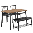thumbnail image 4 of PAPROOS Dining Table Set for 4, Modern 4 Pcs Kitchen Table Set, Wooden Top, Metal Frame and Upholstered Seat, Dinette Sets for Breakfast Nook, Dining Room Table with 2 Chairs and 1 Bench Set, Brown, 4 of 10