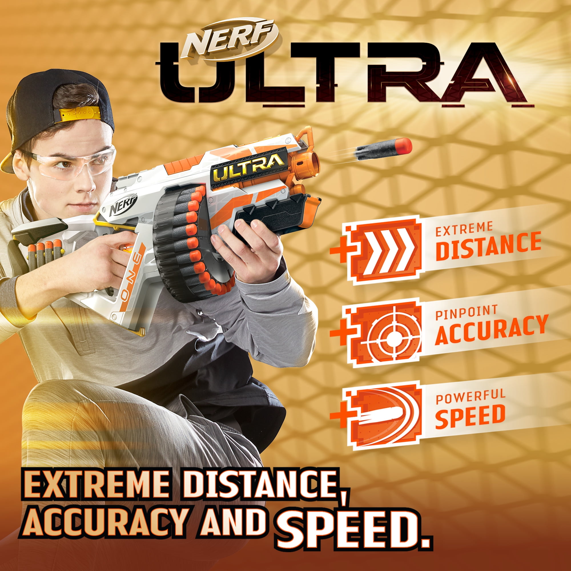 Nerf Ultra One Motorized Blaster, 25-Dart Drum, 25 Nerf Ultra Darts, Dart  Storage