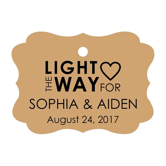 100 PCS Light The Way For Personalized Name Hang Tags Customized Wedding Favor Gift Paper Tags