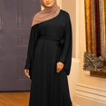 thumbnail image 4 of JBXKXYW Dresses For Women Women'S Casual Solid Muslim Dress Flare Sleeve Abaya Islamic Arab Kaftan Dress Womens Dresses (Black,S), 4 of 5