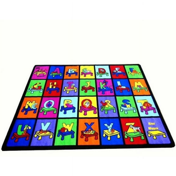 Kids World Carpets Kids World My ABC Place Machine-tufted Nylon Area Rug (8' x 10') - EXACT SIZE - EXACT SIZE