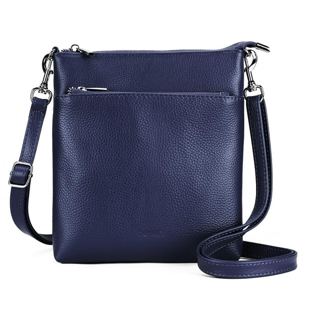 Bolso bandolera para mujer de piel auténtica azul marino pequeño