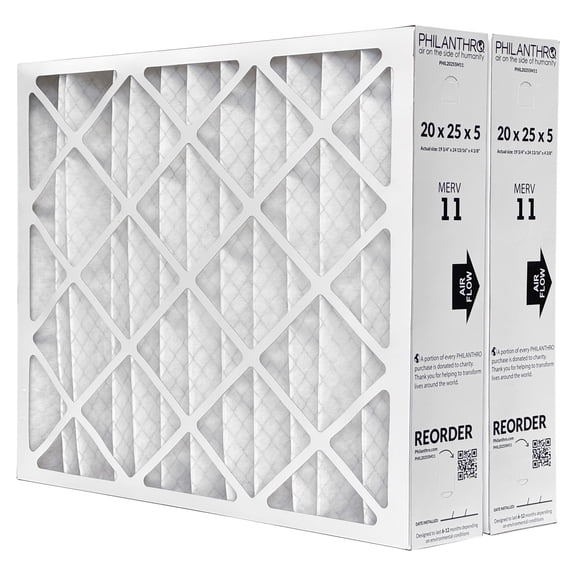 Philanthro PHIL20255M11 - (2 pack) 20" x 25" x 5" Air Filter, MERV 11