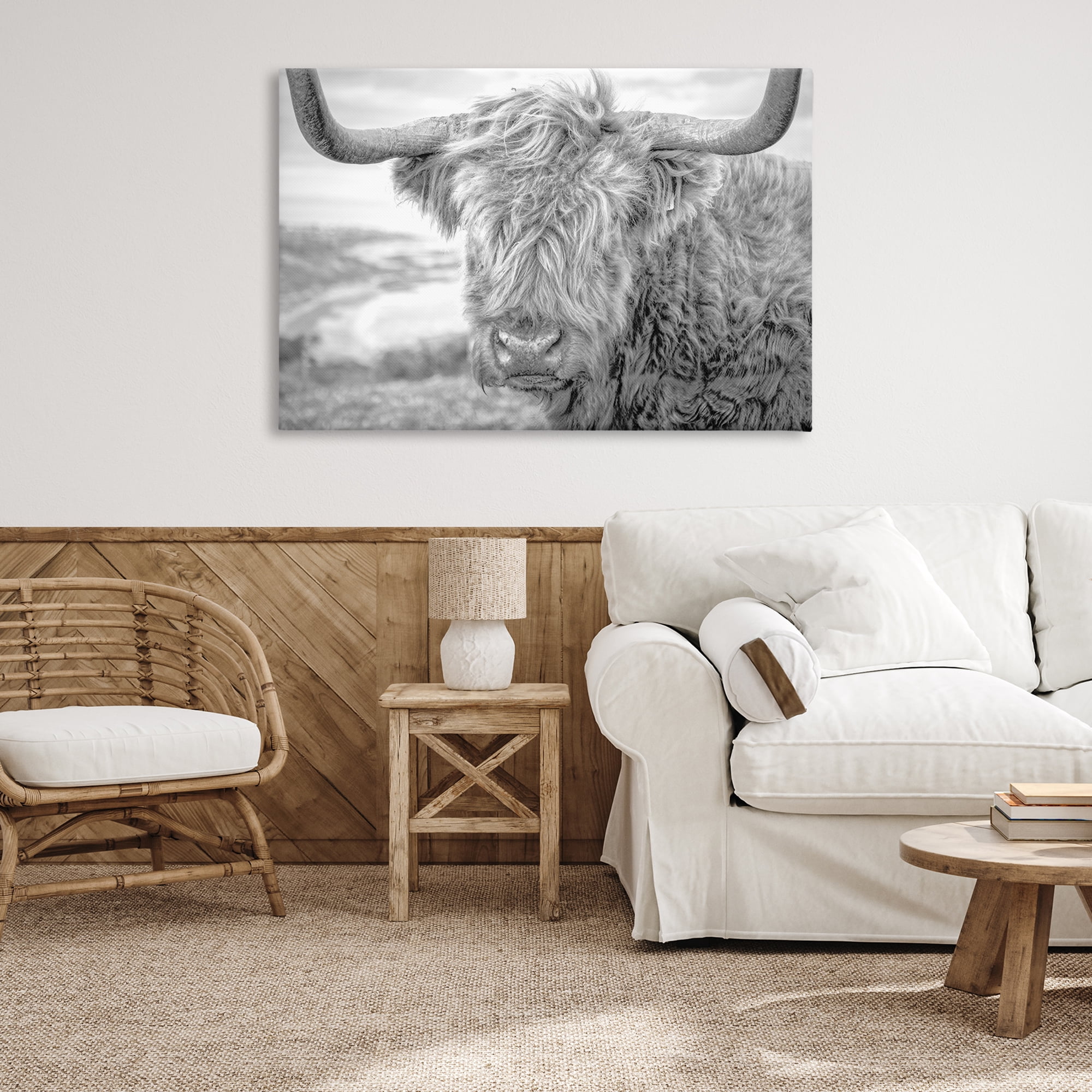 Stupell Industries Close Up Fuzzy Cattle Animals & Insects Photography Gallery Wrapped Canvas Art Print Wall Art, 45 x 30