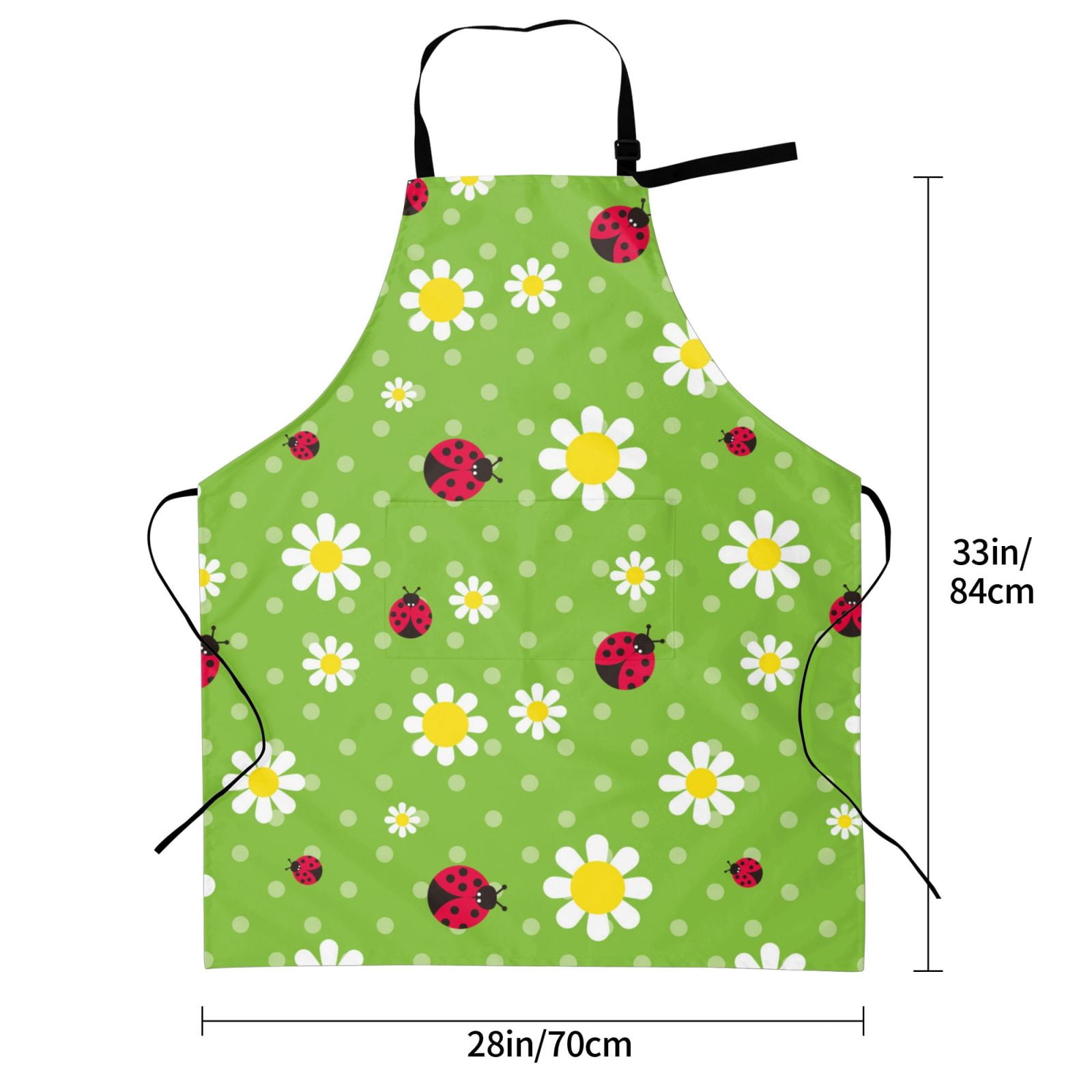 Kdxio Daisies And Ladybugs Apron with Pockets Adjustable Kitchen Aprons for Men Women Waterproof Aprons for Cooking,Drawing,Crafting, Baking Household Cleaning
