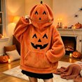thumbnail image 2 of Zylarhe Halloween Sweatshirts for Kids Halloween Pumpkin Party Kids Zip Hoodie Zipper Top Girls Boys Partywear Orange 7-8 Years, 2 of 5