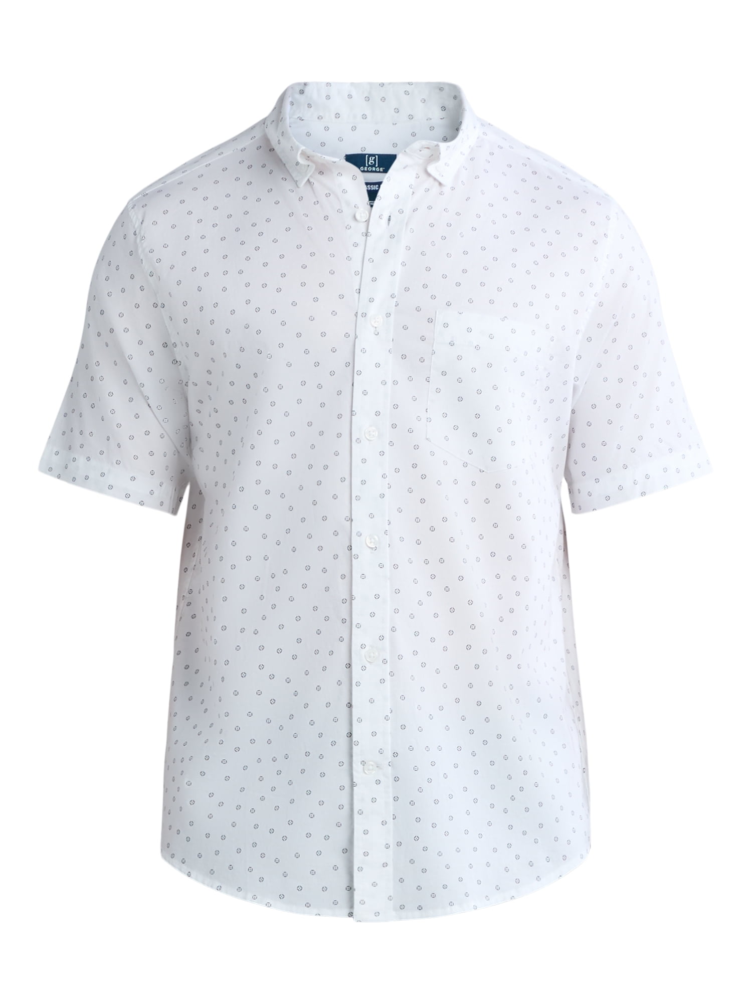 George Men's & Big Men's Classic Fit Short Sleeve Button-Up Poplin Shirt, Sizes S-3XL