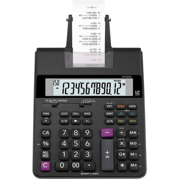 Desktop Printing Calculator with Dual-Color Print & 150-Step Check | Cost/Sell/Margin, Tax & Calendar