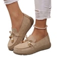 thumbnail image 2 of Domuza Women's Lace-Up Loafers Retro Round Toe Slip On Beaded Comfortable Non Slip Casual Flats Moccasins Shoes for Work Walking Camel 8（EU-40）, 2 of 7