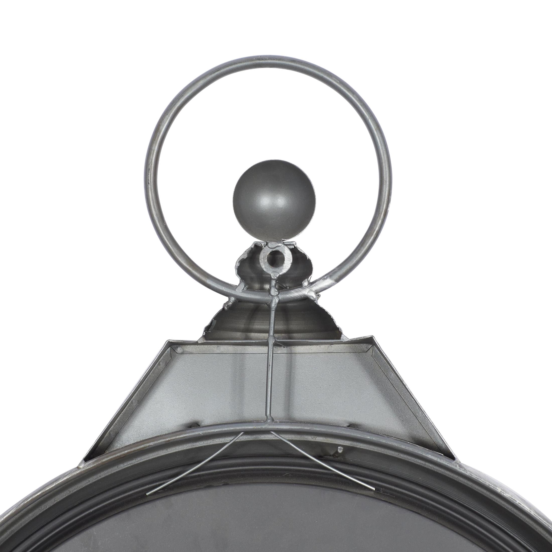 DecMode 21" Gray Metal Finial Pocket Watch Style Wall Clock with Rope Accent