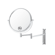 Wall Mounted Magnifying Makeup Mirror, 8"1x/10x Magnification Adjustable Height Double-Sided Bathroom Vanity Mirror, Round Shape (Chrome)