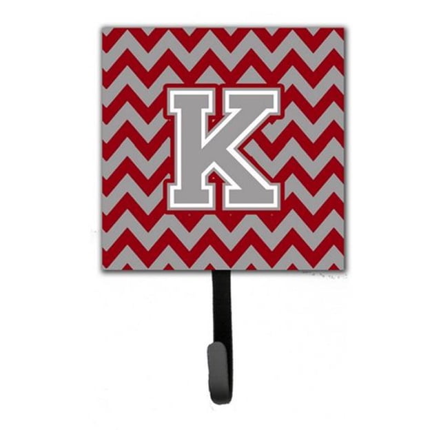 Letter K Chevron Crimson & Grey Leash or Key Holder