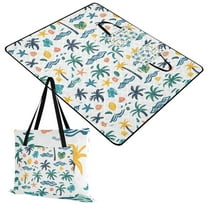 Extra Large Picnic Beach Blanket Waterproof Sand Proof Portable Outdoor Mat Palm Trees Shells Wave 60x80