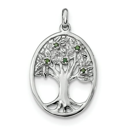 ICE CARATS 925 Sterling Silver Green Glass Buds Oval Tree Pendant Charm Necklace Outdoor Nature Fine Jewelry Ideal Gifts For Women Gift Set From Heart
