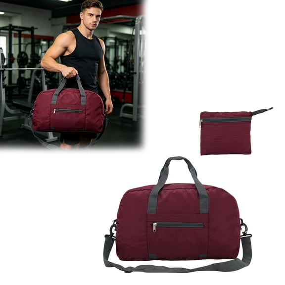 CSStudio Lightweight Foldable Gym Duffle Bag with Separate Shoe Compartment Water Bottle Pocket Detachable Strap for Travel Sports Weekend Trip