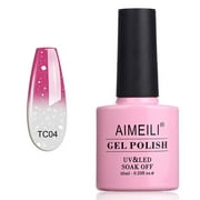 AIMEILI Soak Off UV LED Temperature Color Changing Chameleon Gel Nail Polish - Hot Pink To Glitter White (Tc04) 10Ml