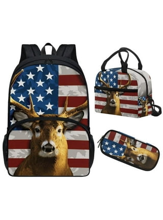 .com, doginthehole Deer Camo Backpack Set with Lunch Box and Pen  Case for Kindergarten Elementary Middle School Bookbags Camouflage American  Flag Hunting Casual Bag Rucksack Daypacks for Teens Boys Girls