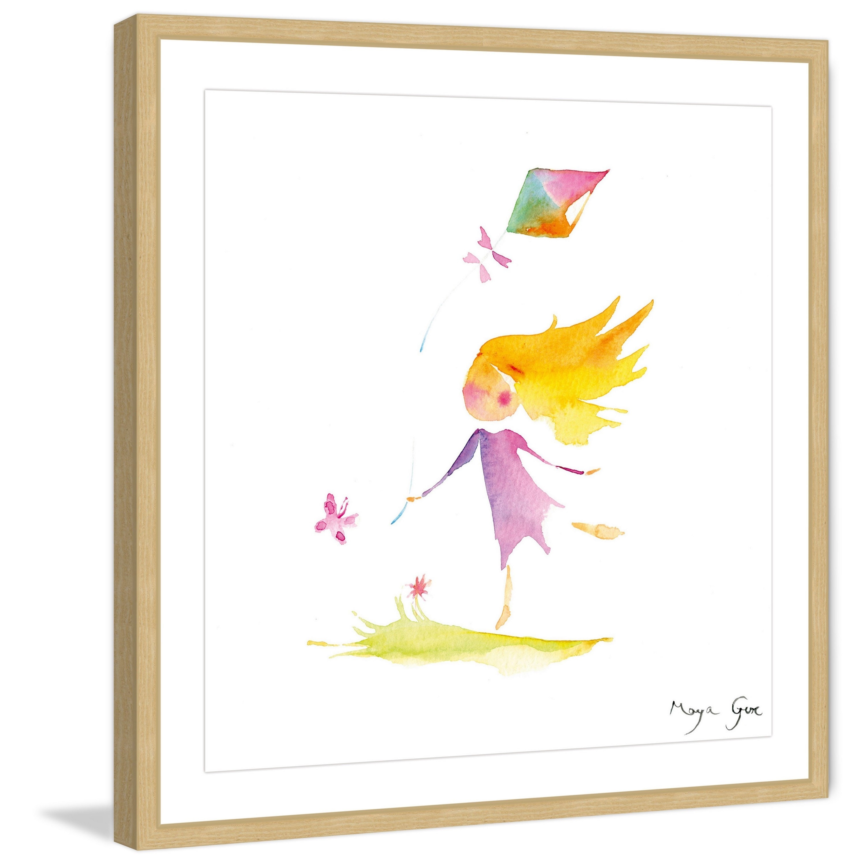 Marmont Hill "Girl with Kite" by Maya Gur Framed Painting Print