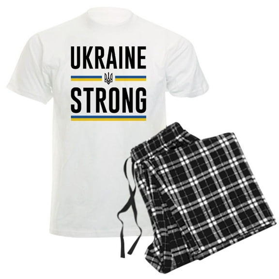 CafePress - Ukraine Strong Men's Light Pajamas - Men's Light Loose Fit Cotton Pajama Set
